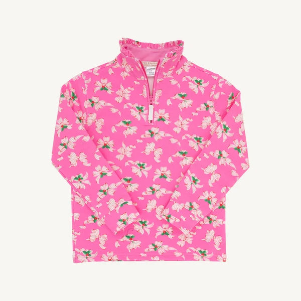 TBBC Canter Collar Half-Zip Bows of Holly Winter Park Pink