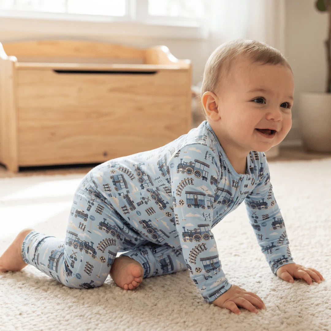 Blue Choo Choo Conv Romper