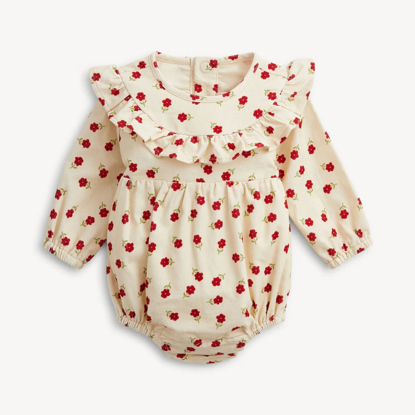 Floral Corduroy Ruffle Romper
