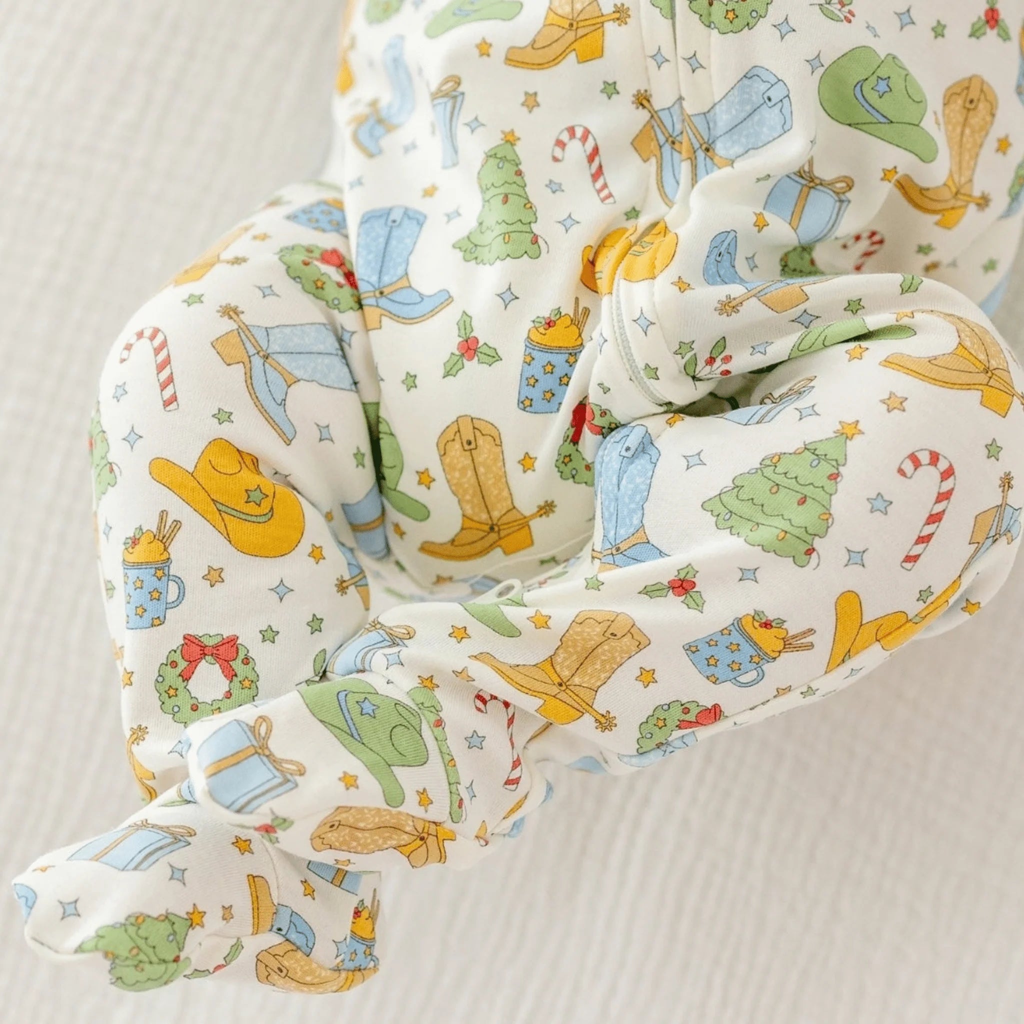 Sky Cowboy Christmas Zip Footie