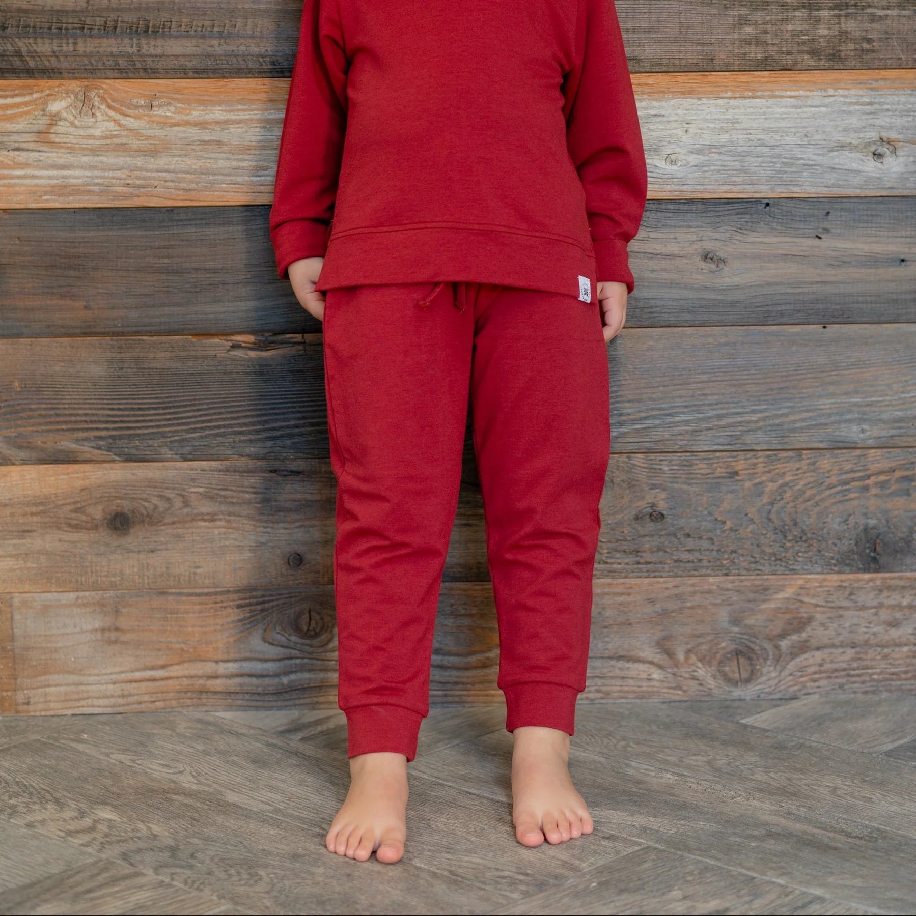 Crewneck Rhubarb Red French Terry Jogger Set