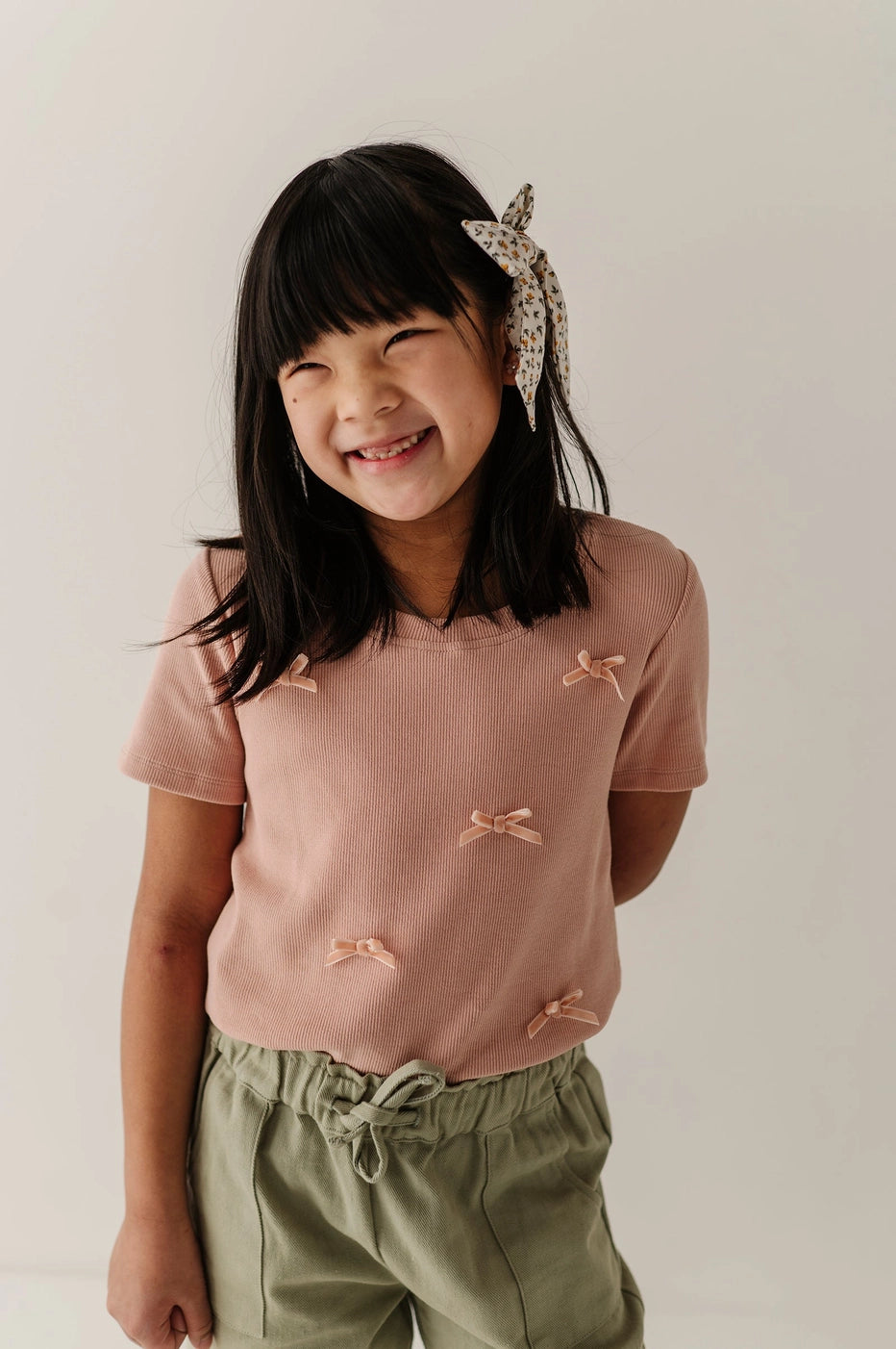 Rose Cloud Bows Ribbed Tee