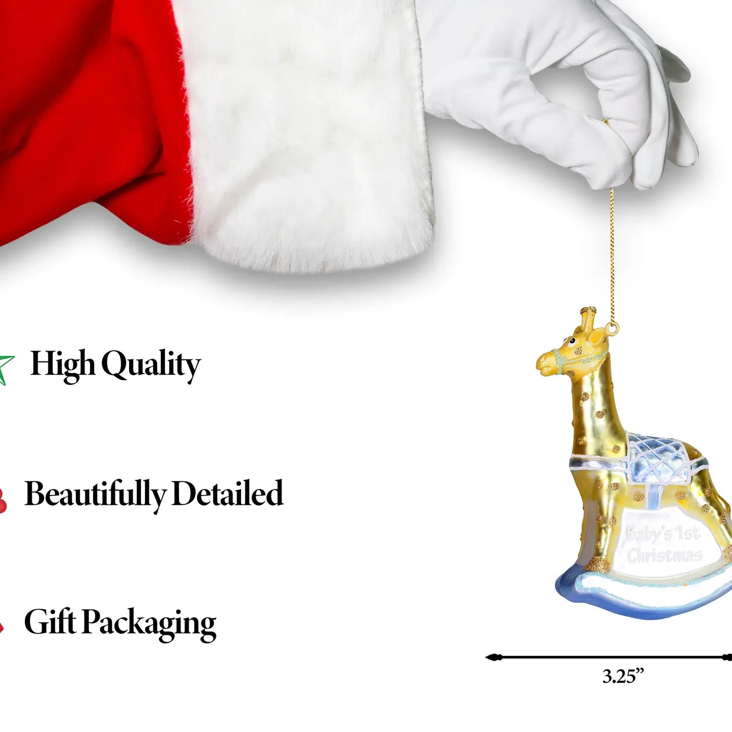 Baby Boy Giraffe Glass Ornament