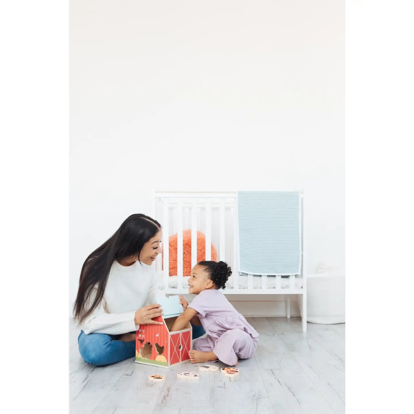Wooden Barn Shape Sorter Toy, Farm Animals Montessori Play