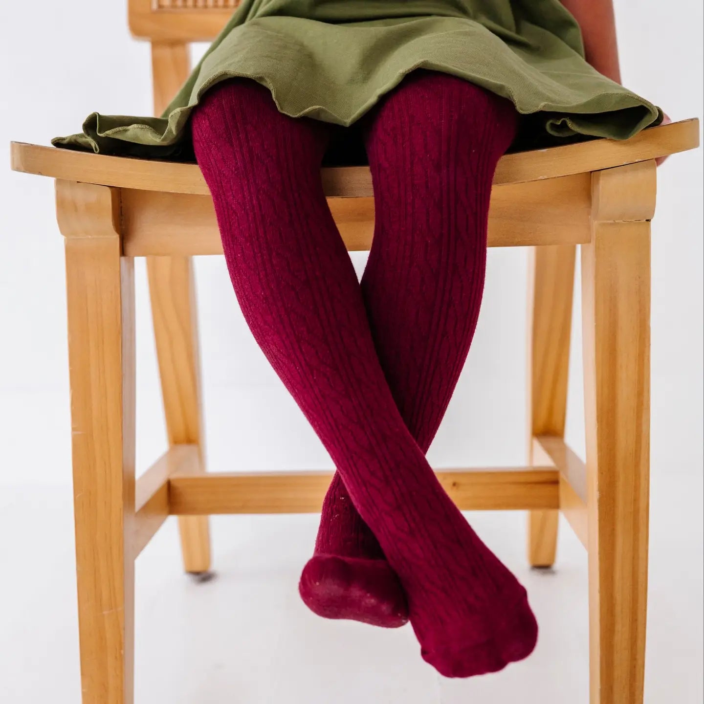 Burgundy Cable Knit Tights