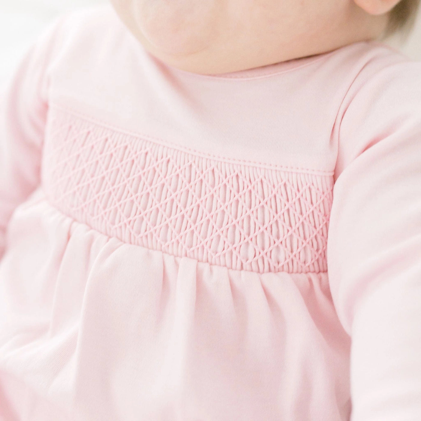 Pink Smocked Footie - Soft Pima Cotton