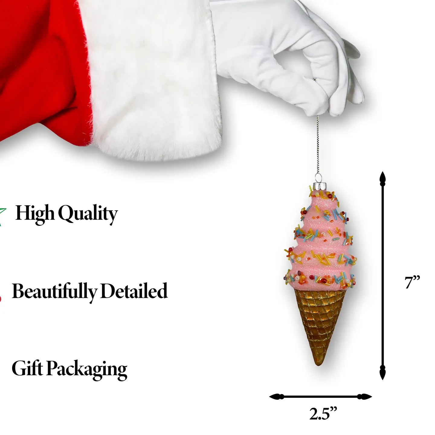 Strawberry Ice Cream Cone Ornament