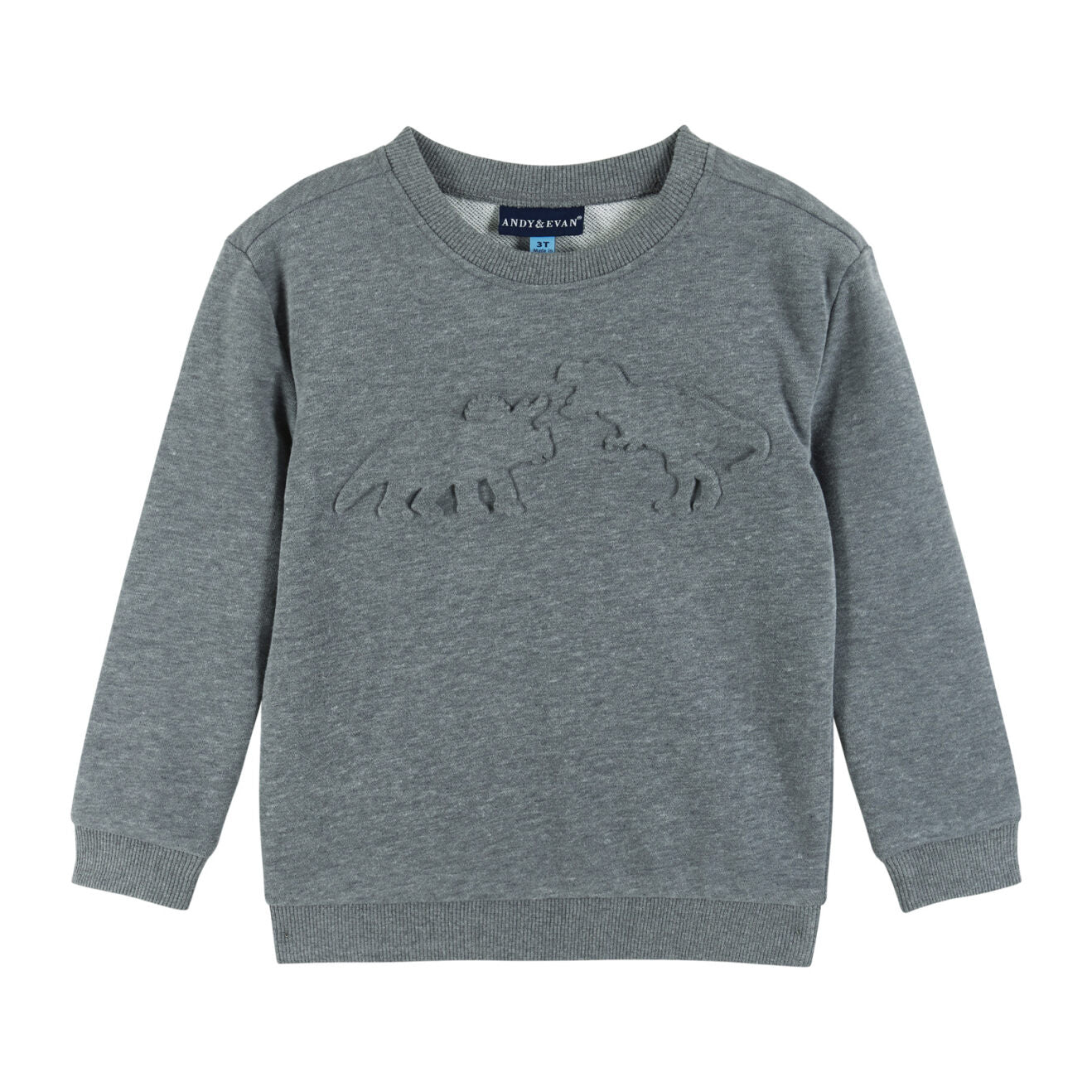 Gray Dino Embossed Sweatshirt Shorts Set