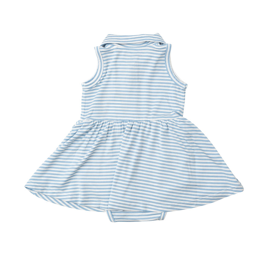 Blue Stripe Golf Applique Bodysuit Dress