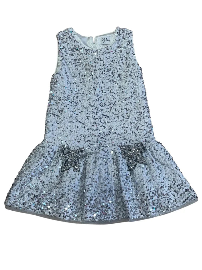 Silver Shimmer Bow Party Dress