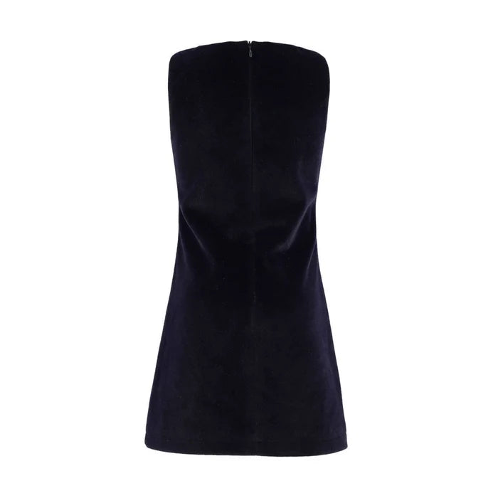 Navy Velvet Bow Princess Dress