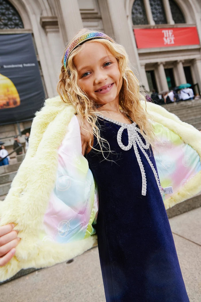 Navy Velvet Bow Princess Dress