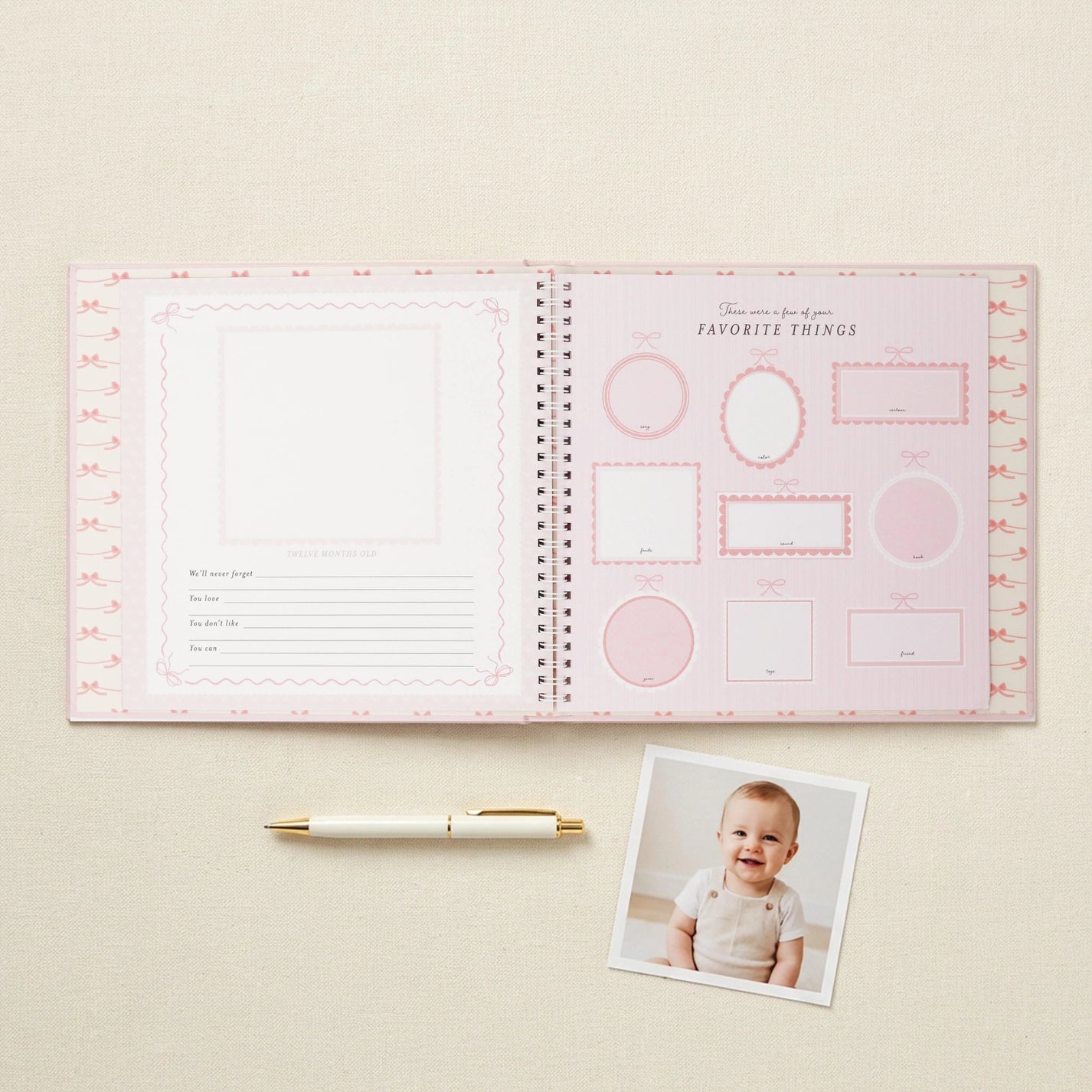 Bowkissed Blush First Year Baby Memory Book