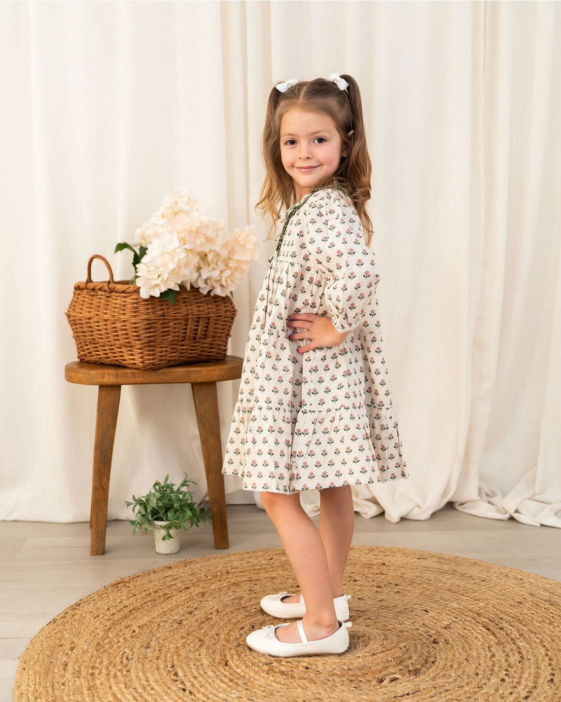 Natural Bella Block Printed Floral Dress