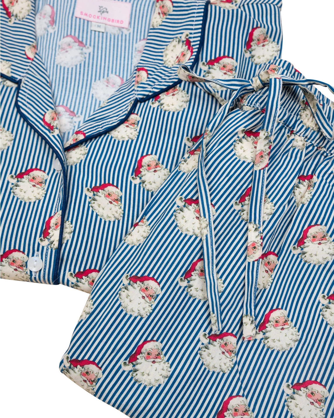 Navy Striped Vintage Santa Pajama Set