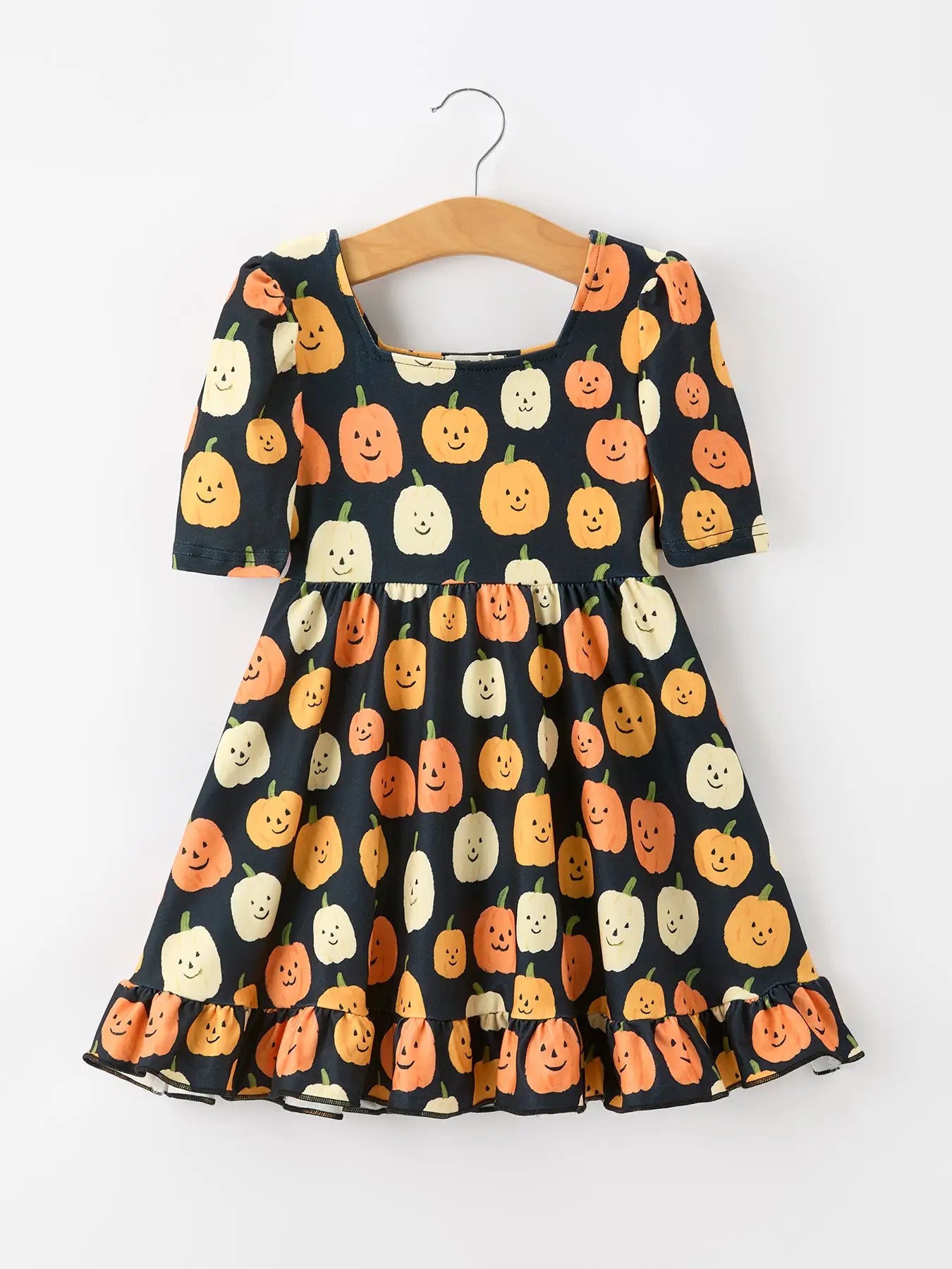 Halloween Pumpkin Square Neck Dress