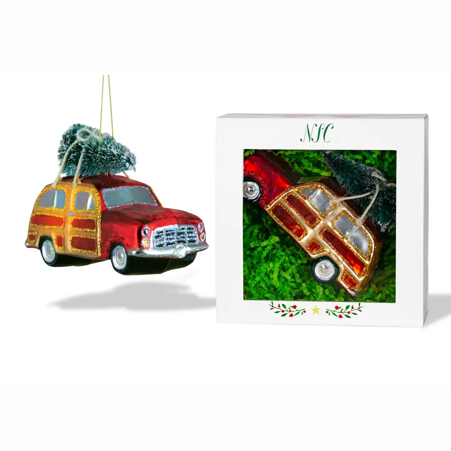 Vintage Car with Christmas Tree