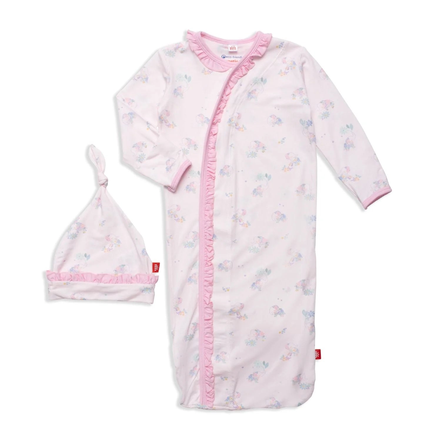 Magnetic Pink Forget Me Not Gown & Hat NB-3m