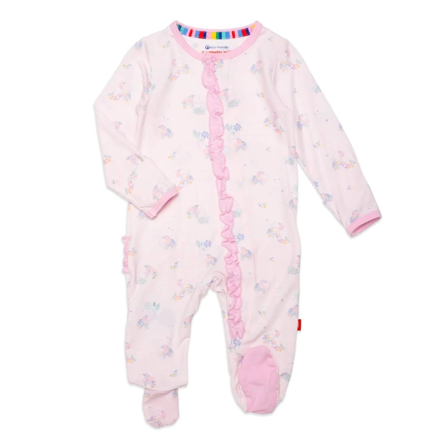 Magnetic Pink Forget Me Not Ruffle Footie