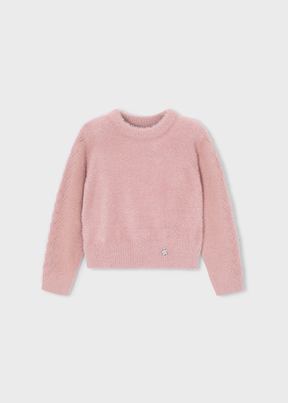 Pink Fuzzy Stitch Sleeve Sweater