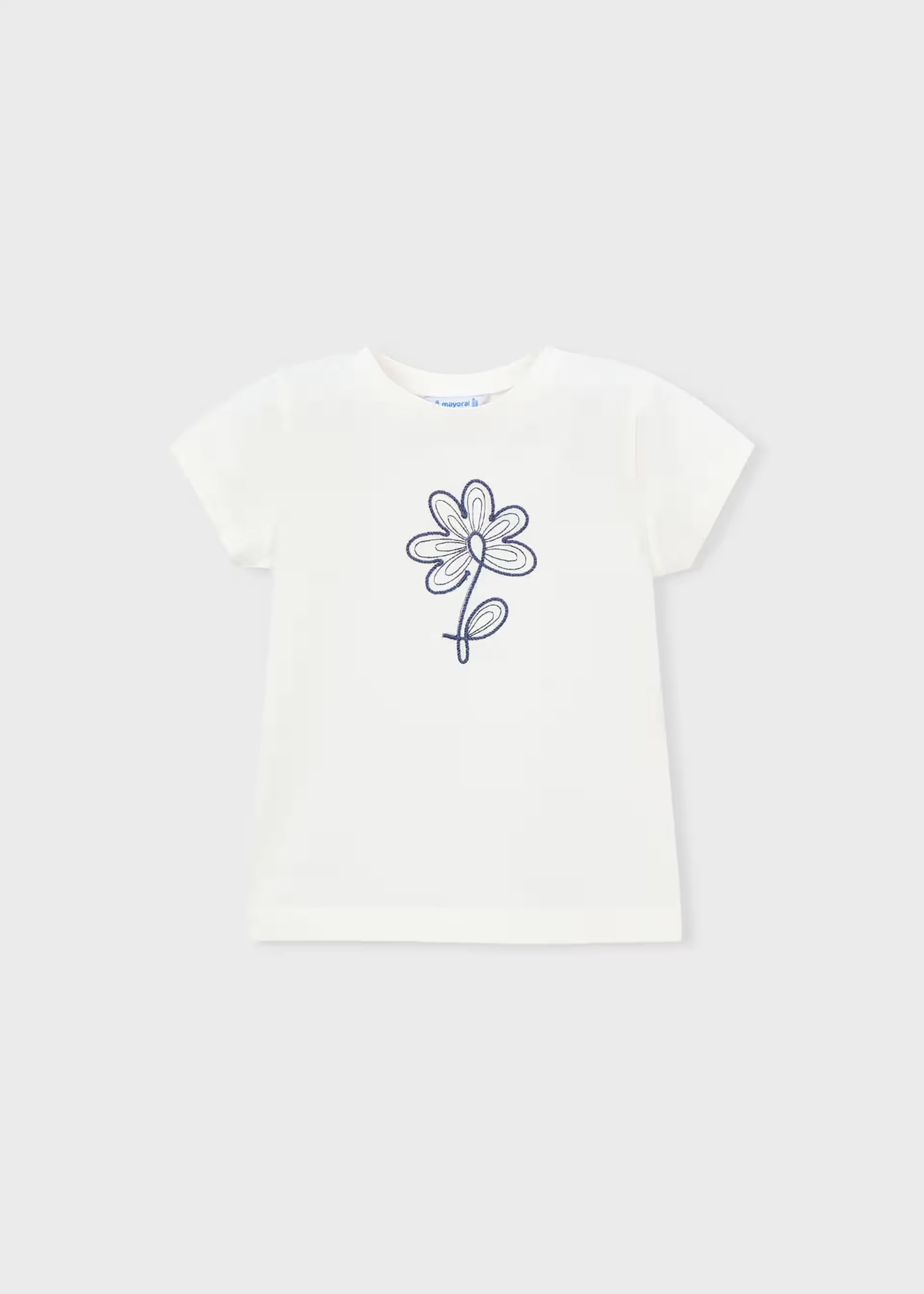 White Navy Rope Flower SS Tee