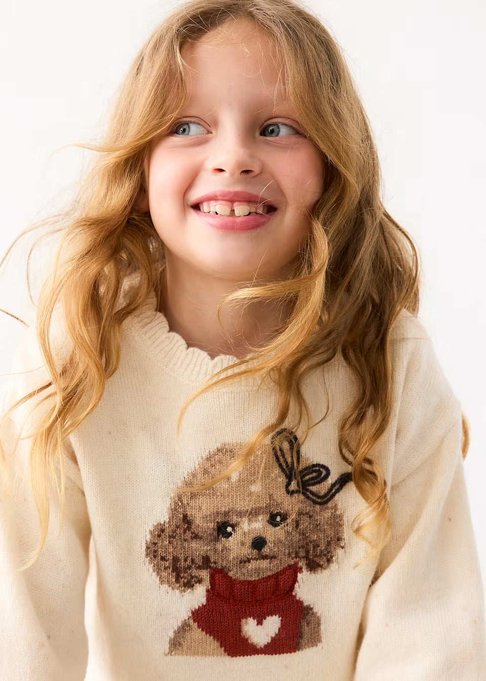 Puppy Scallop Neck Sweater and Pant Set