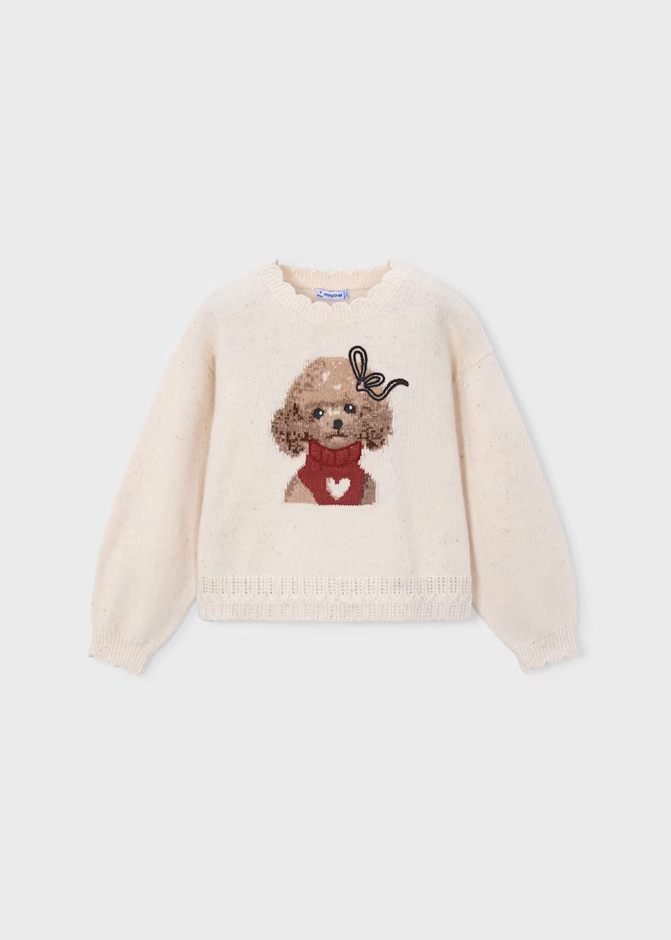 Puppy Scallop Neck Sweater and Pant Set