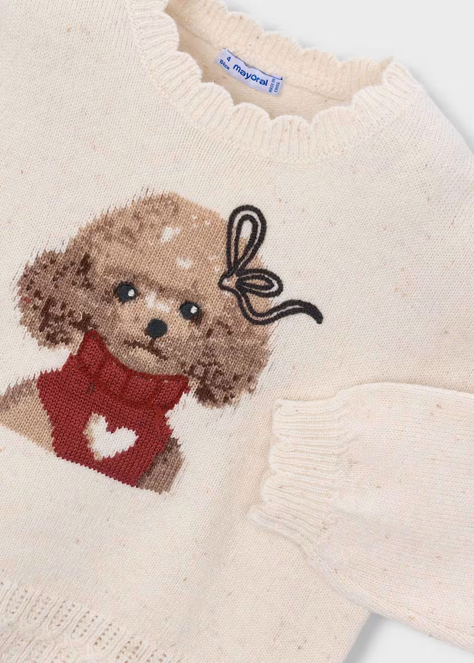 Puppy Scallop Neck Sweater and Pant Set