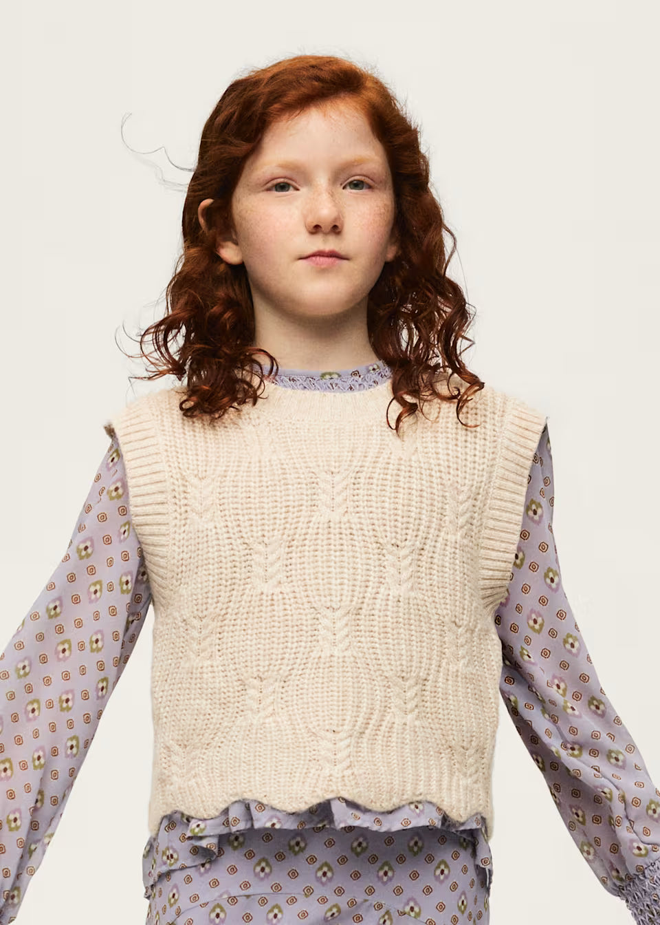Cream Knit Sweater Vest