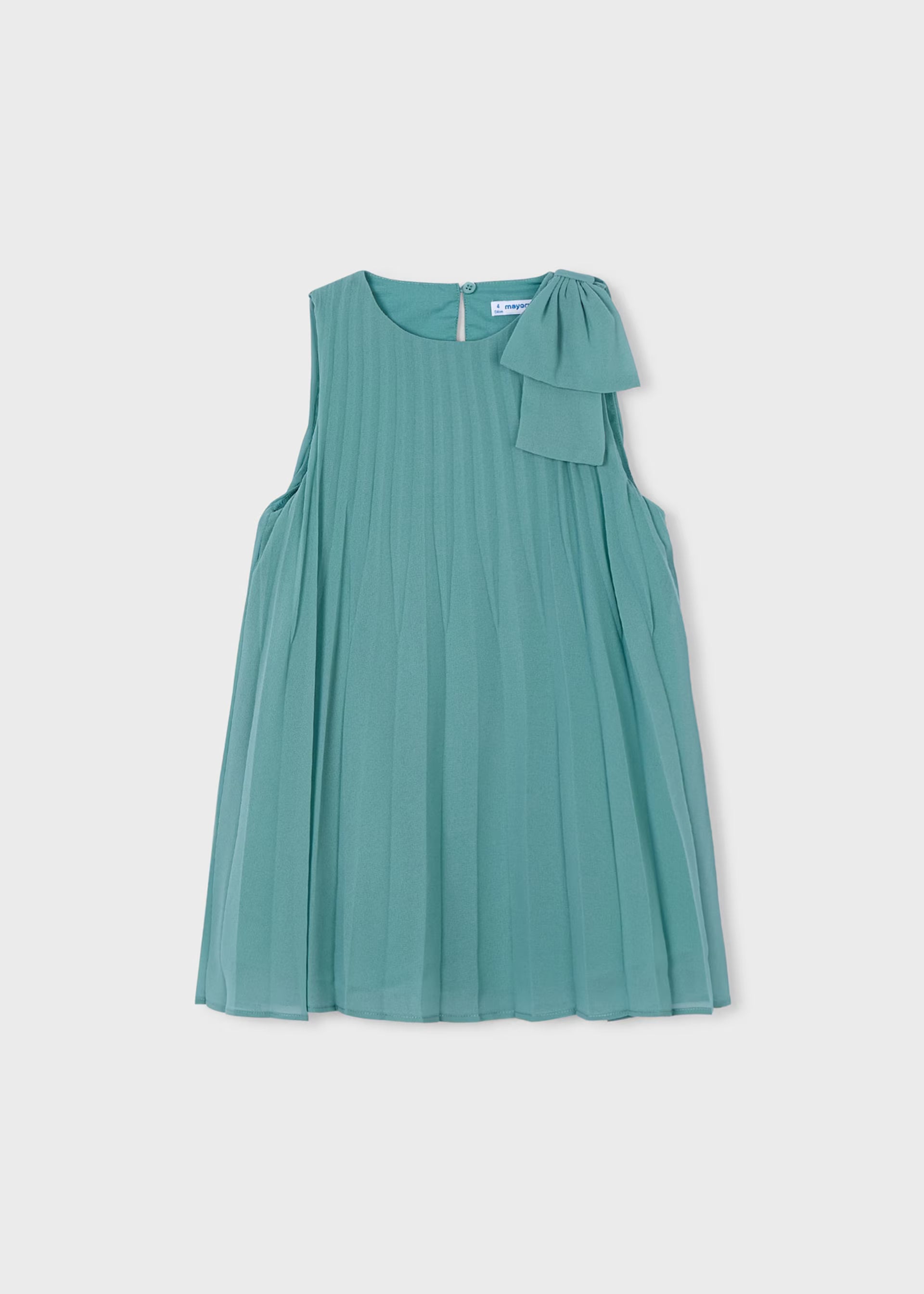 Mint Green Pleated Shoulder Bow Dress