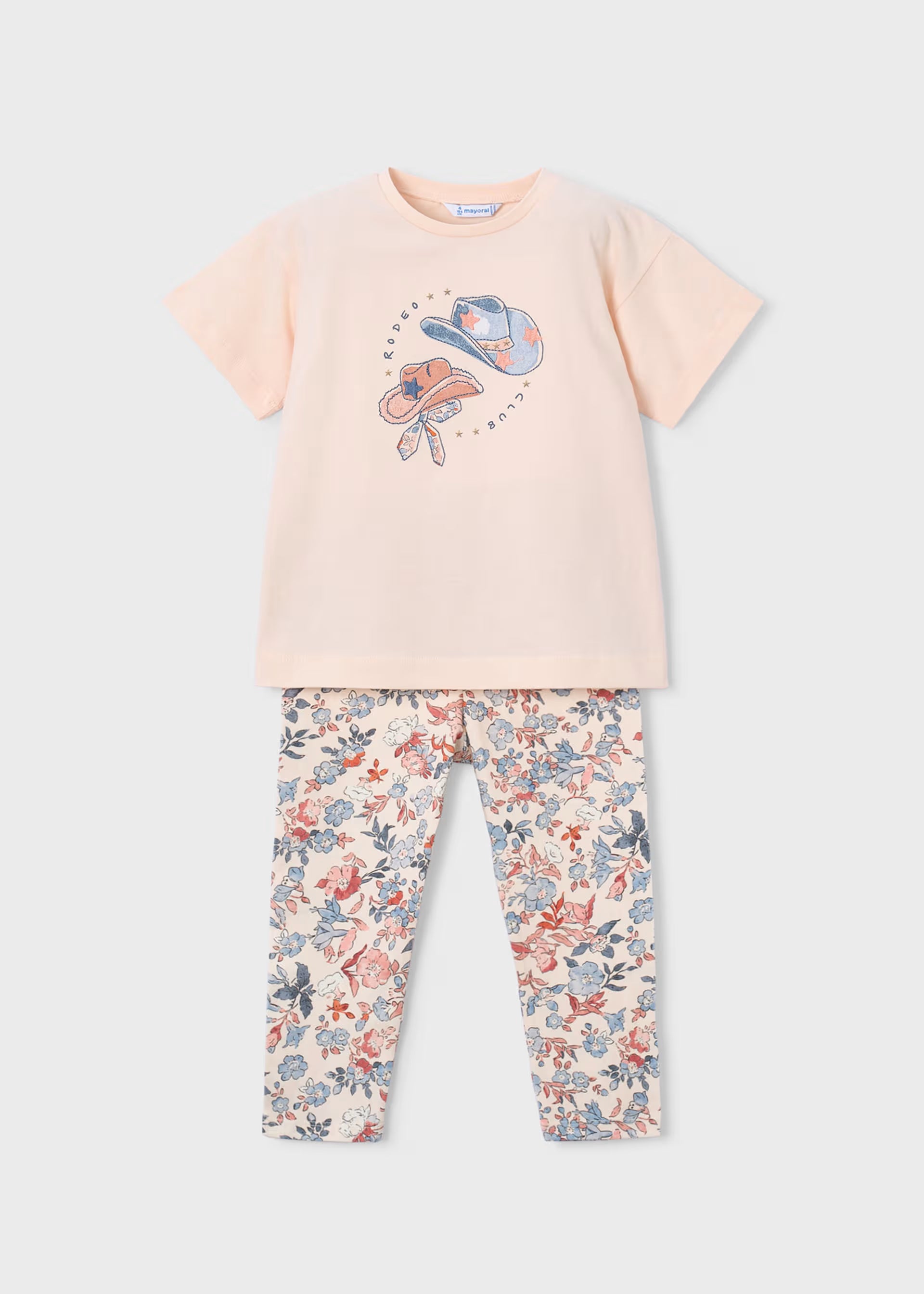 Salmon Pink Rodeo Club Tee & Floral Leggings