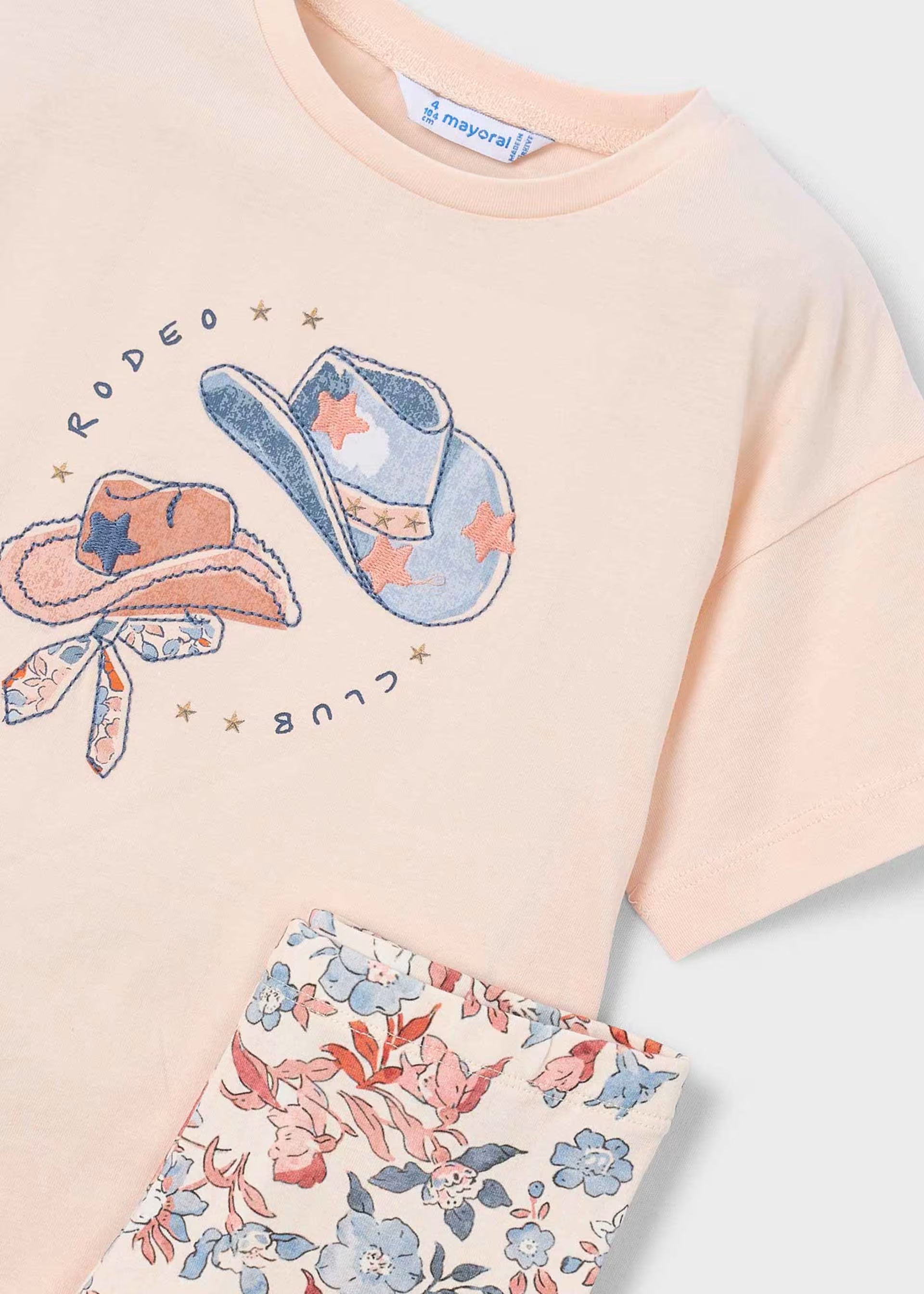 Salmon Pink Rodeo Club Tee & Floral Leggings
