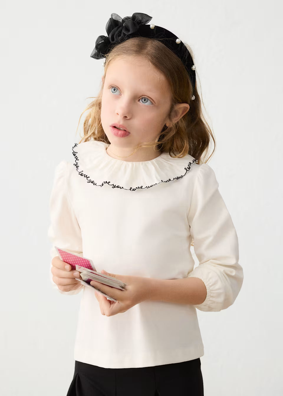 Love You Ruffle Neckline Blouse