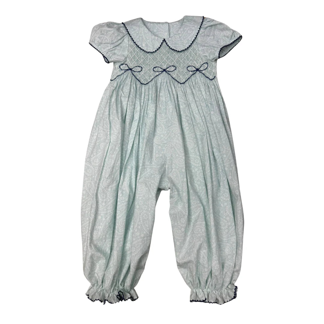 Blue Beckingham Bow Smocked Romper