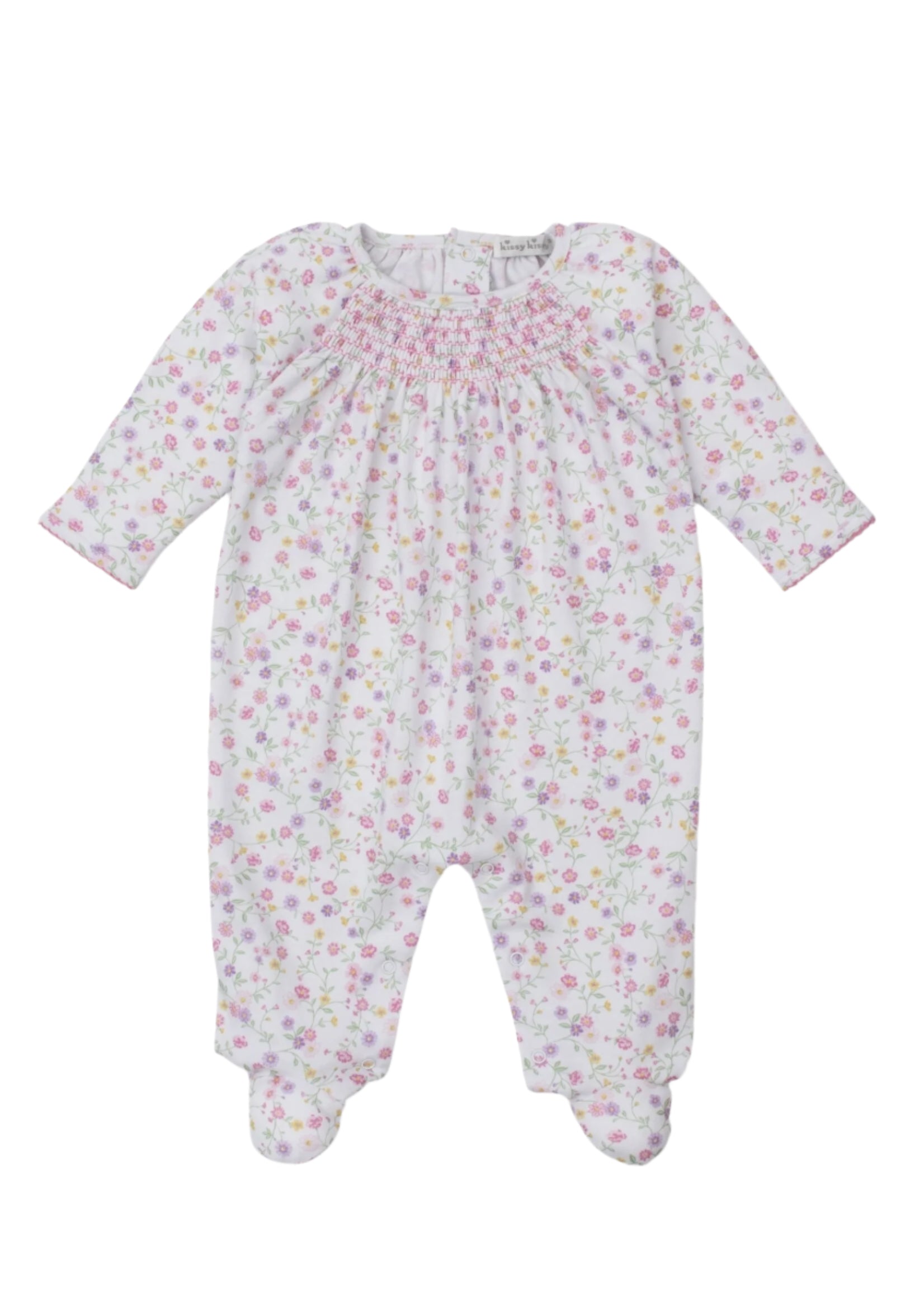 Pink Smocked Autumn Gardens Footie