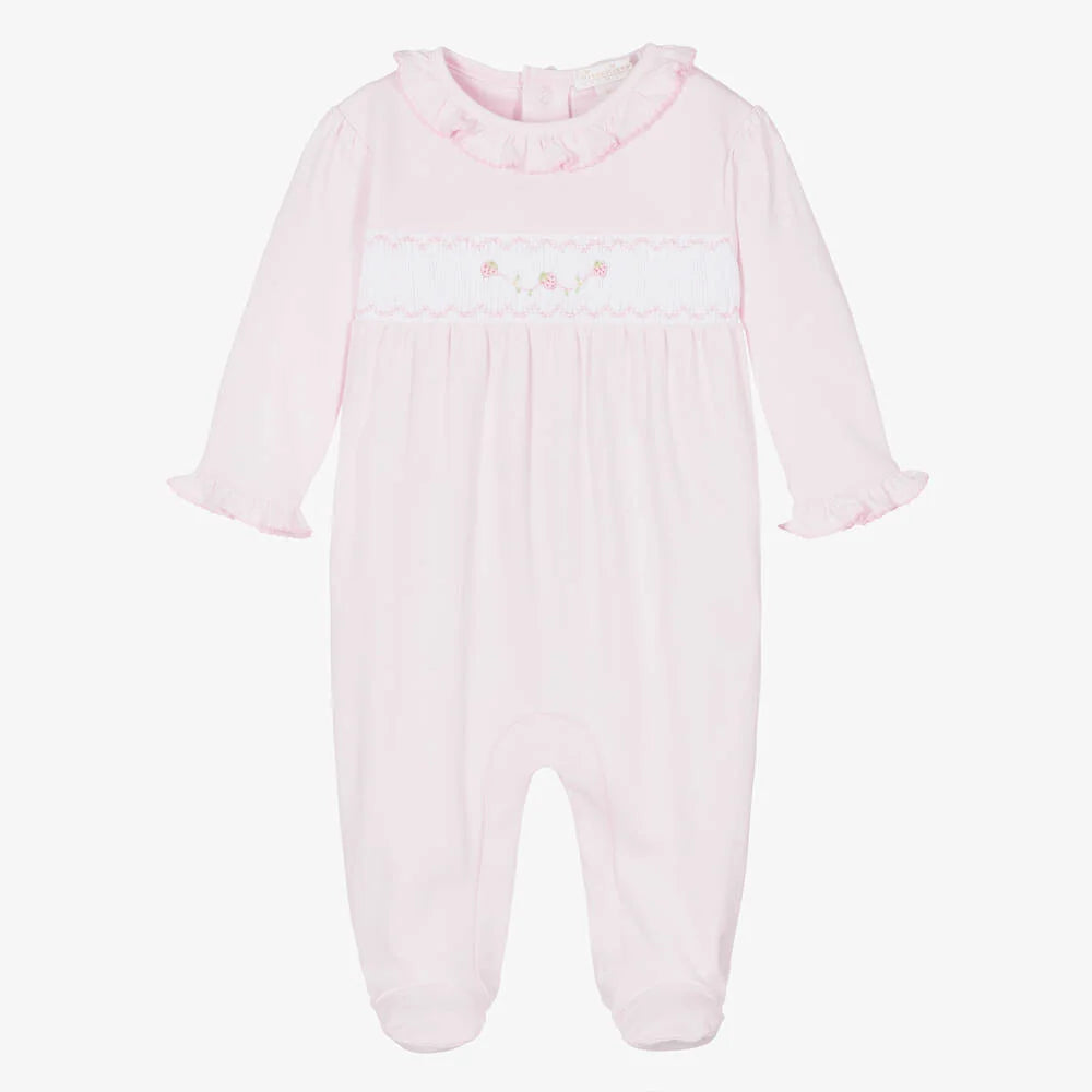 Kissy Pink Medley Footie w/ Hand Smocking