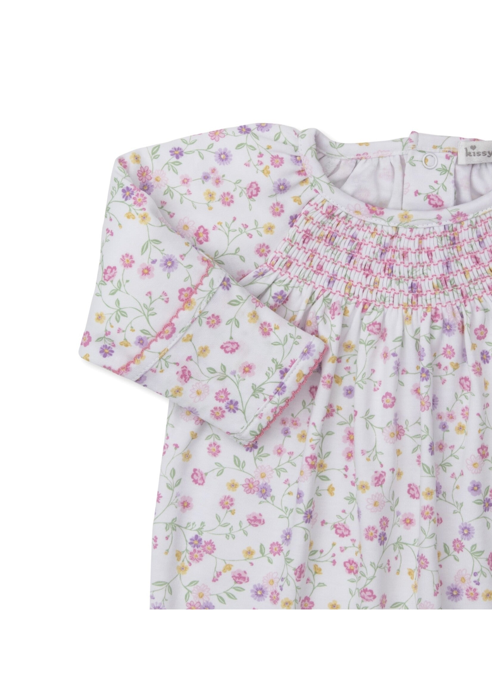 Pink Smocked Autumn Gardens Footie