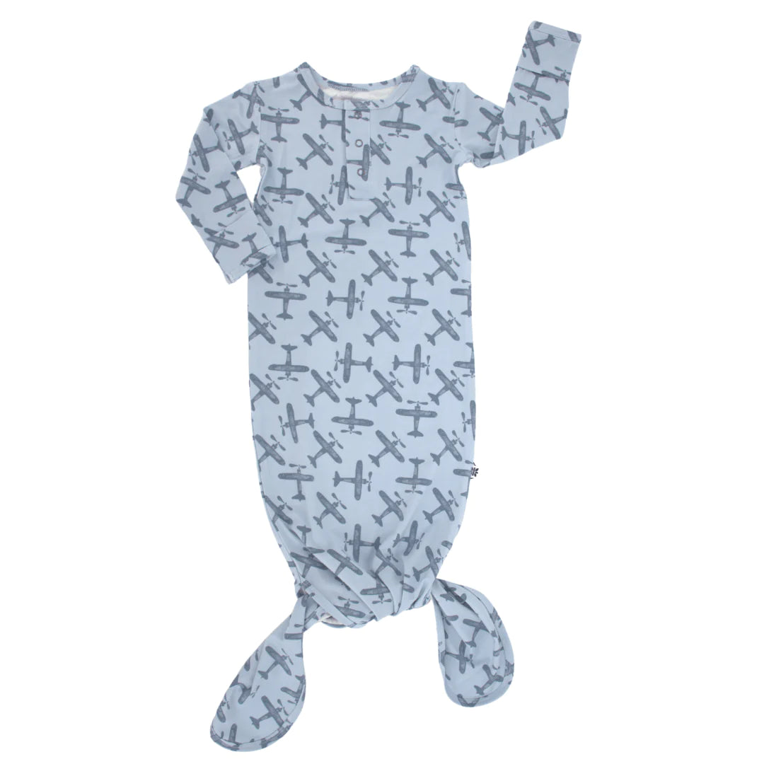 Airplane Blue Knotted Gown NB-3m