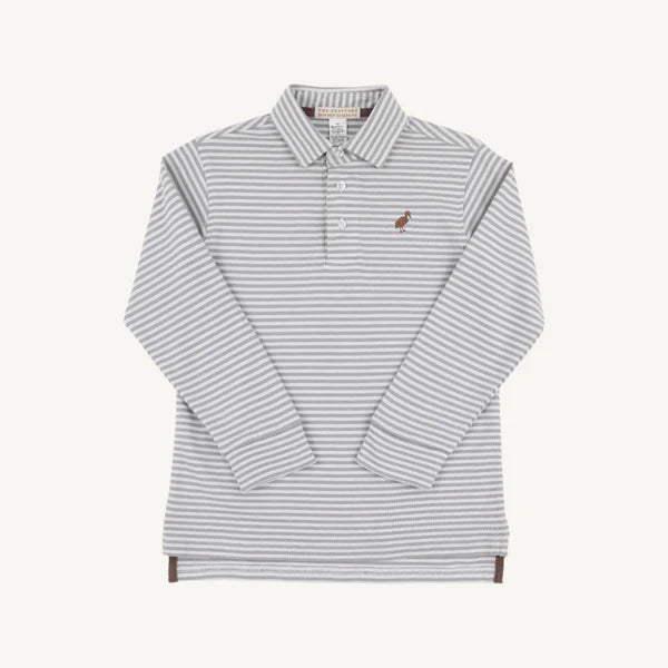 TBBC Prim and  Proper Polo Grantley Gray Stripe