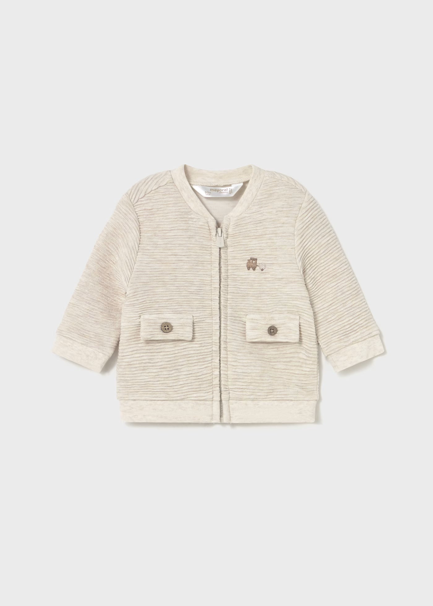 Toffee Button Pocket Car Zip Sweatshirt