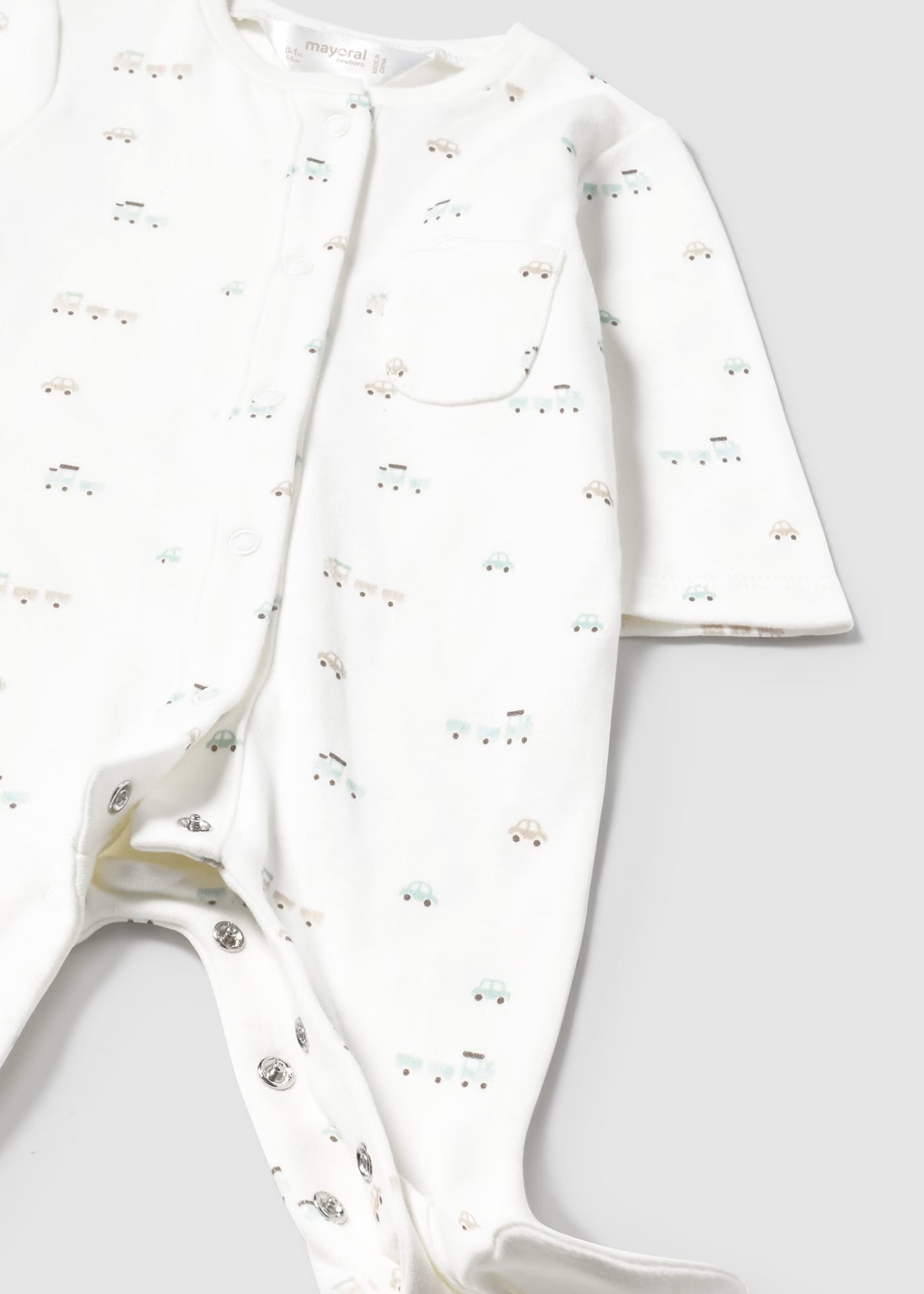 Neutral Snap Train Print Footie