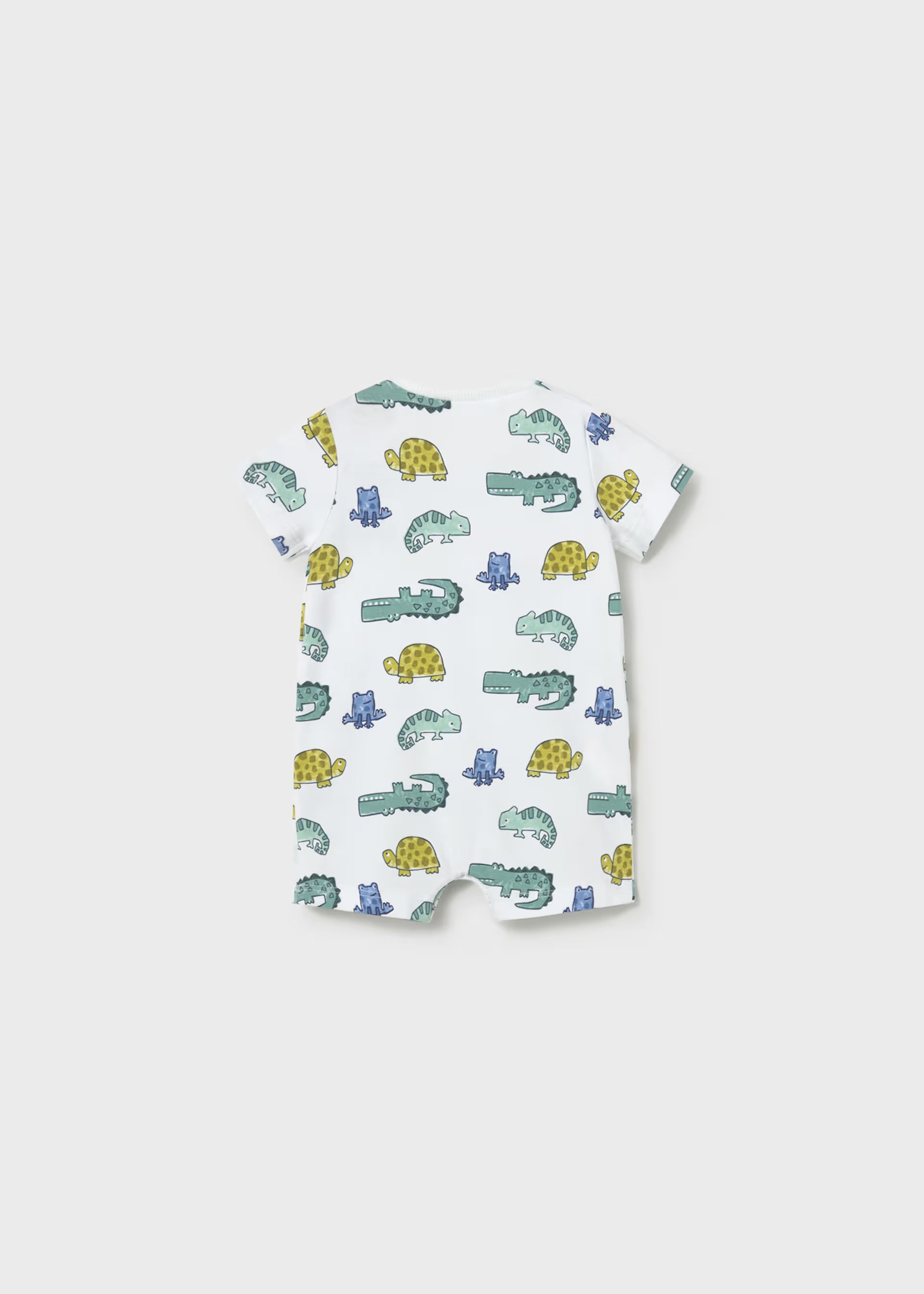 White Alligator Frog Turtle Print Romper
