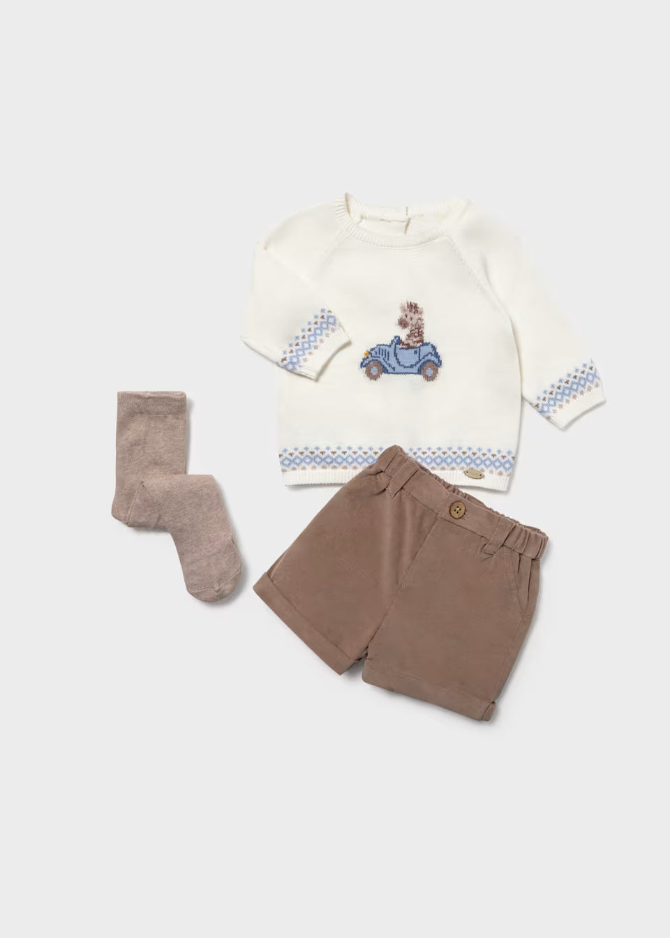 Driving Giraffe Sweater and Shorts Set