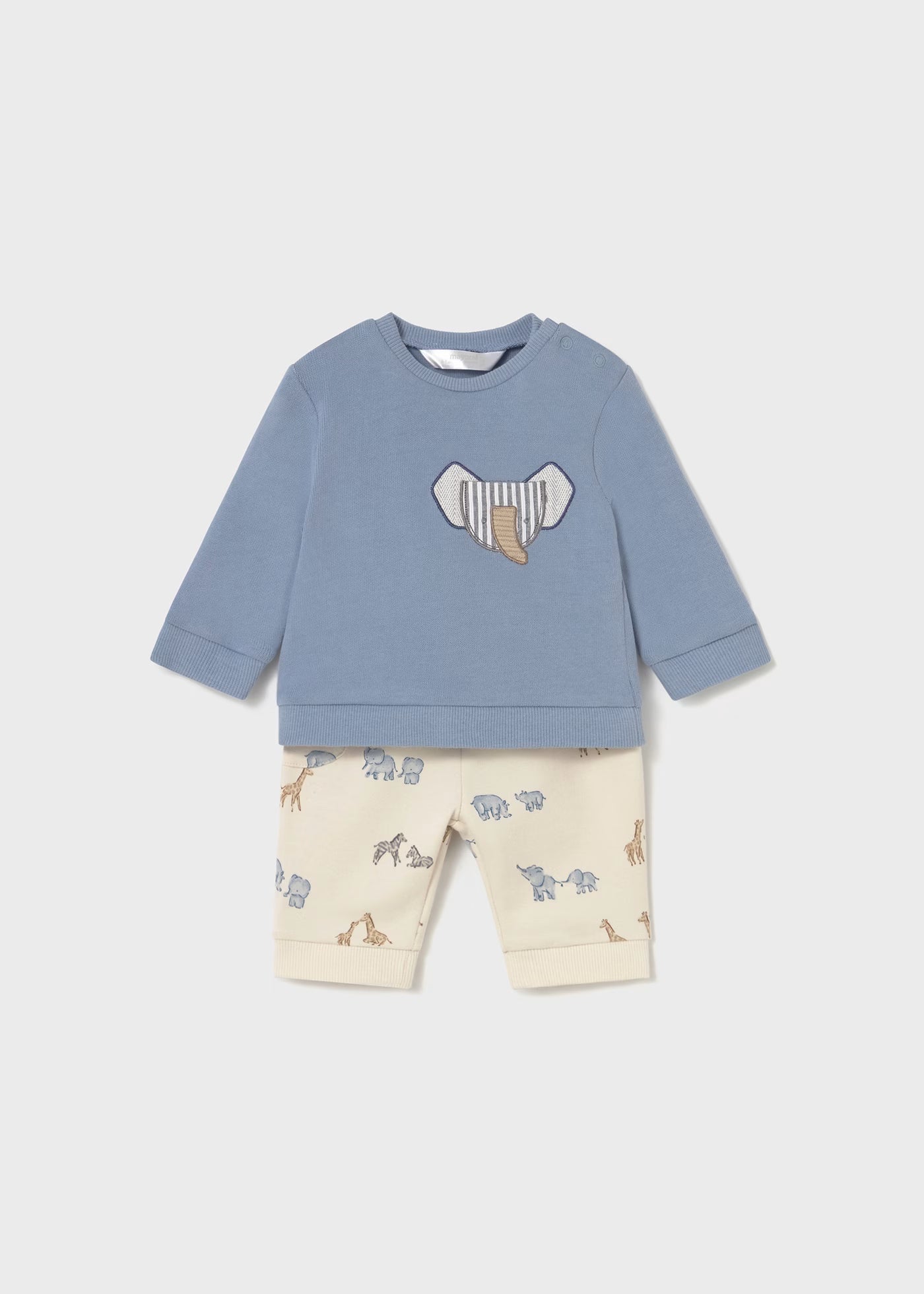 Blue Elephant Top & Jungle Print Pants Set