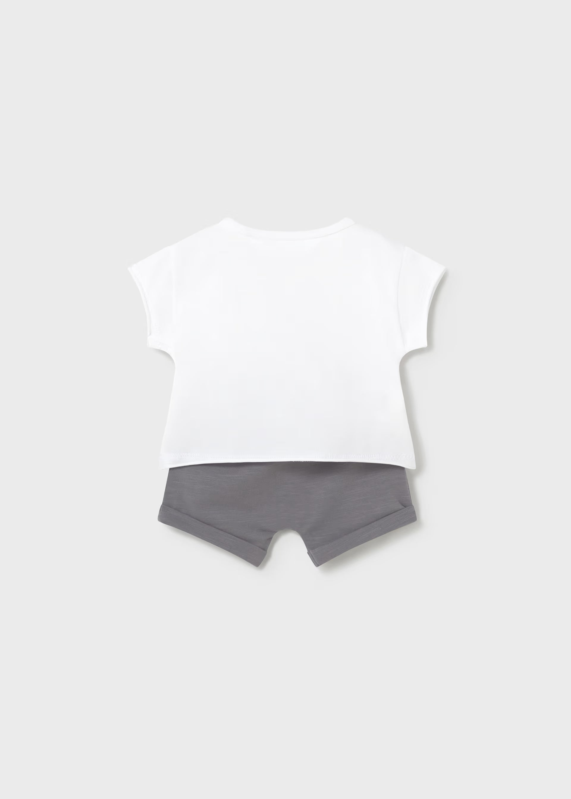 White Bunny Tee & Charcoal Drawstring Shorts