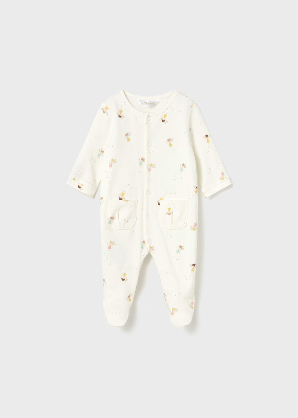 Fairy Princess Cream Print Snap Footie