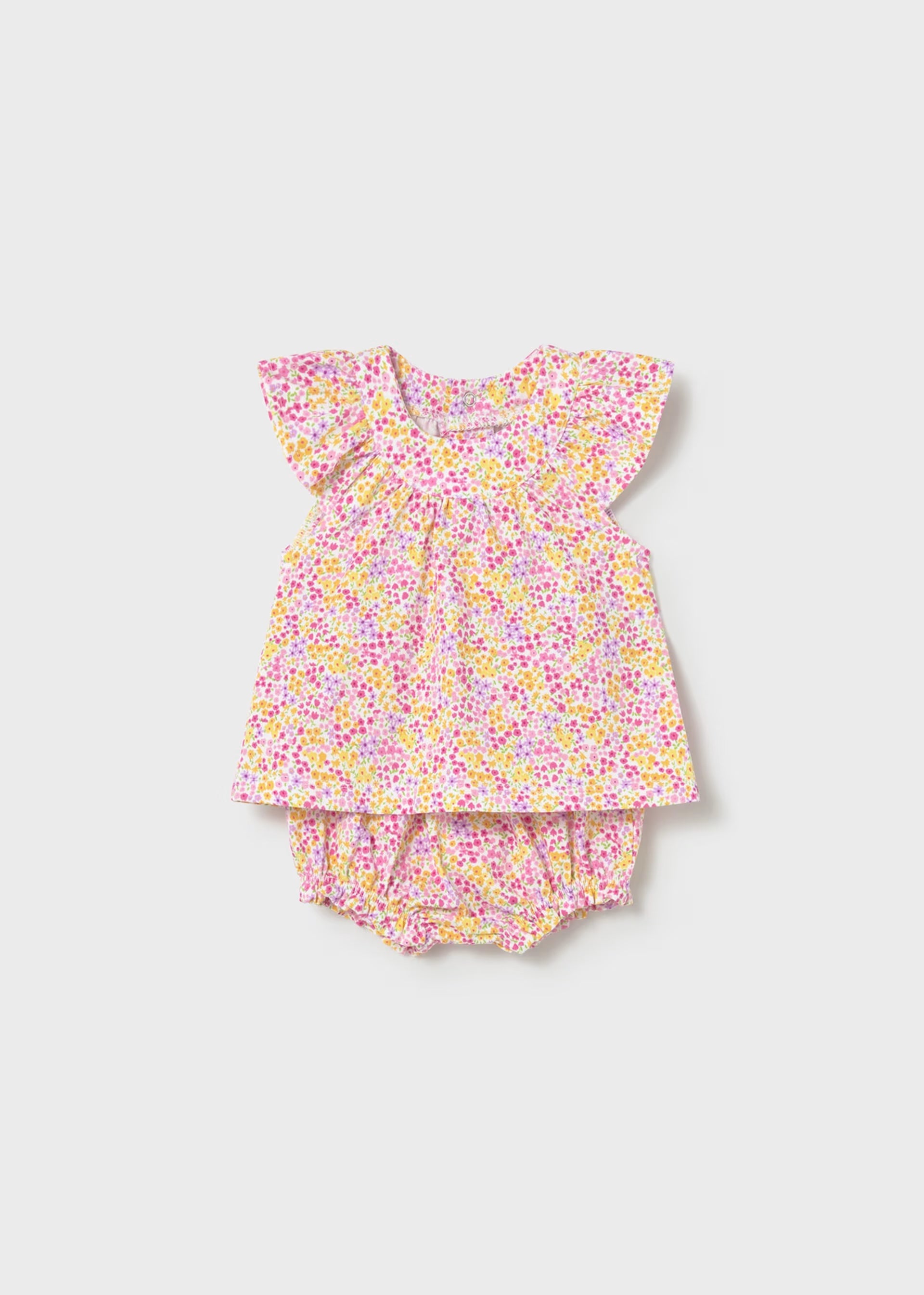 Pink and Yellow Floral Print Tee & Bloomer