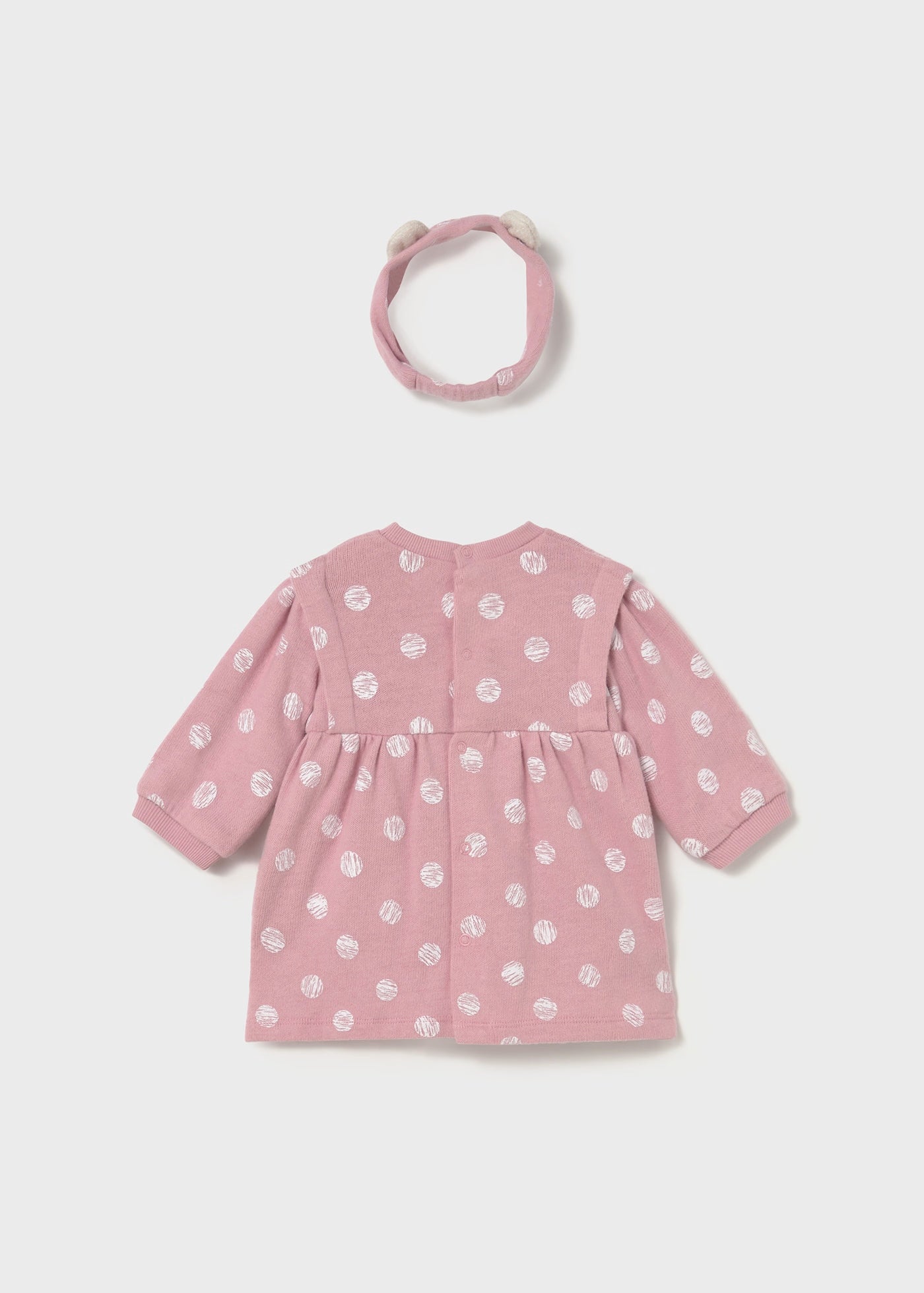 Pink Polka Dot Sweatshirt Dress & Headband