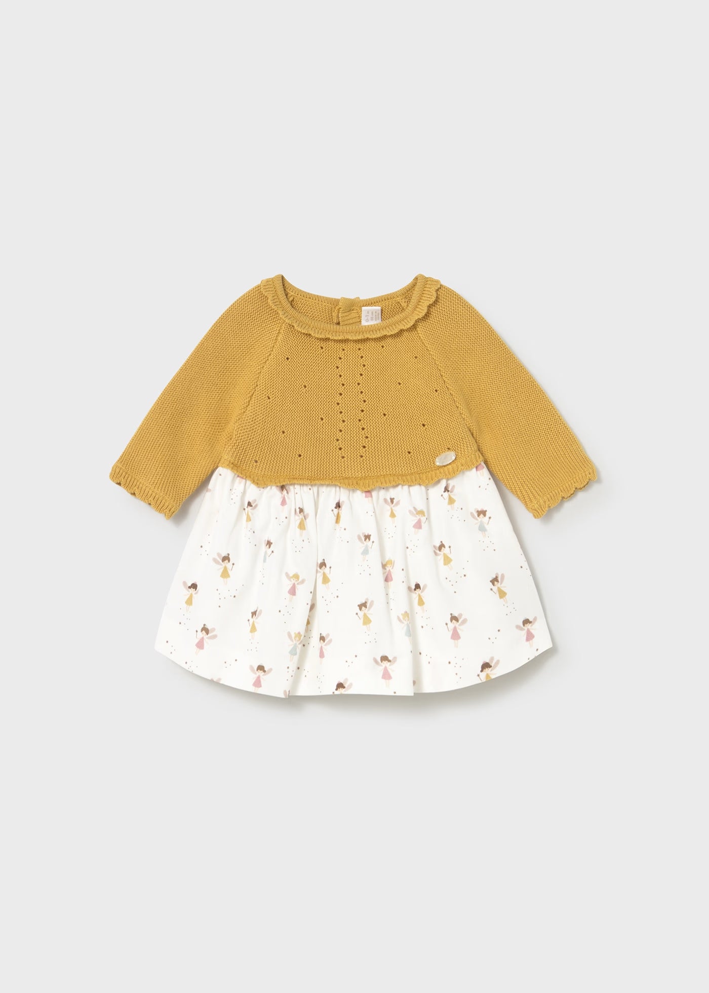 Fairy Princess Print Mustard Sweater Dress