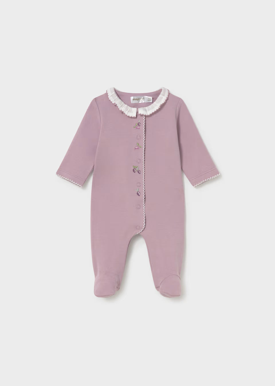 Mauve Floral Embroidered Footie